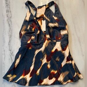 NWT Banana Republic Dalia Navy/Cream Top Sz 0